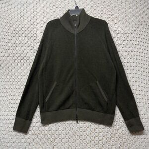 Polo Ralph Lauren Sweater Men's Sz L Olive Green 100%Wool Merino Full Zip